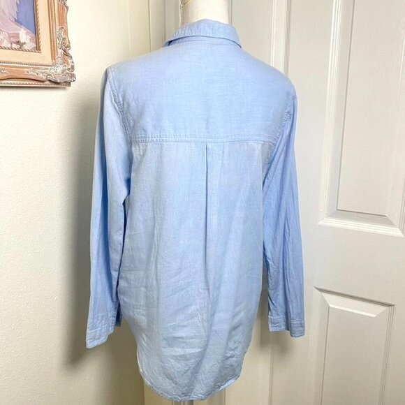Topshop Chambray Button Down Cotton Blouse Size 8 Casual Layering - Picture 3 of 9